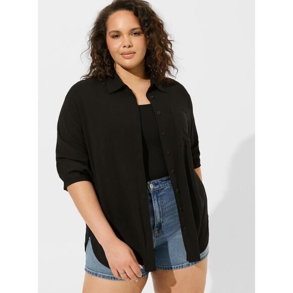 torrid Tops - *Flawed* NWT Torrid Rayon Slub Drop Shoulder Button Front Shirt Plus Size 3 3X